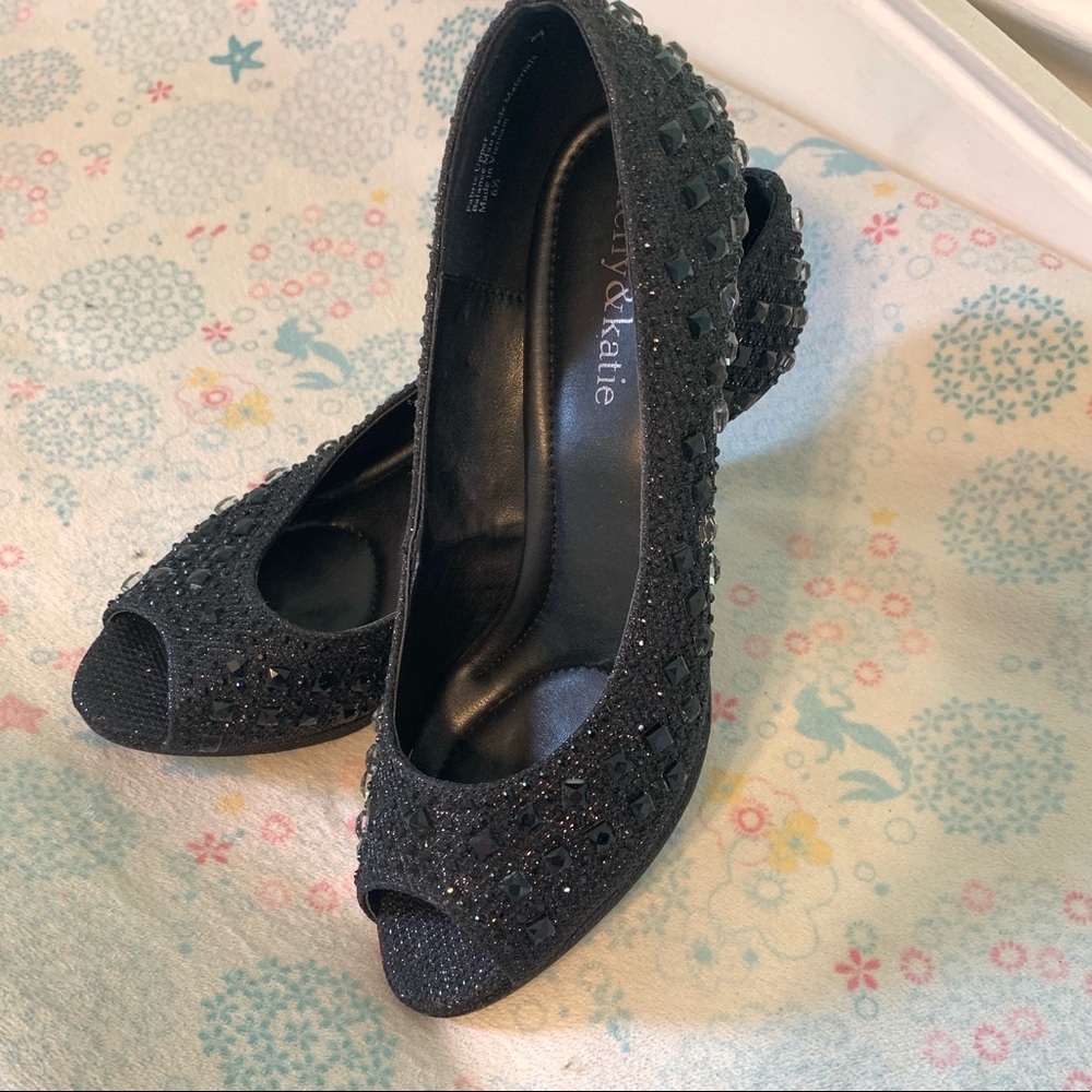 Kelly & Katie Black Rhinestone Heels
